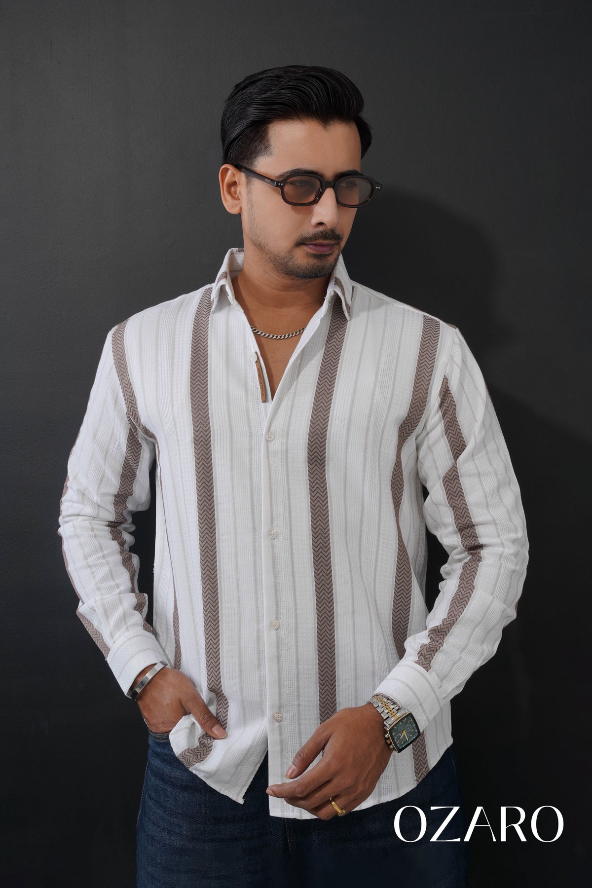 Relaxed Fit Shirt brown stripe
